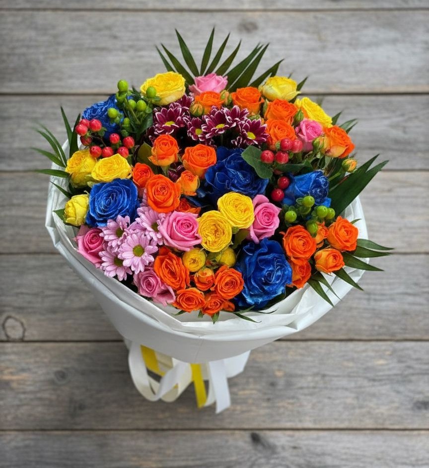 Букет цветов из: Розы и Хризантемы в Новолакском