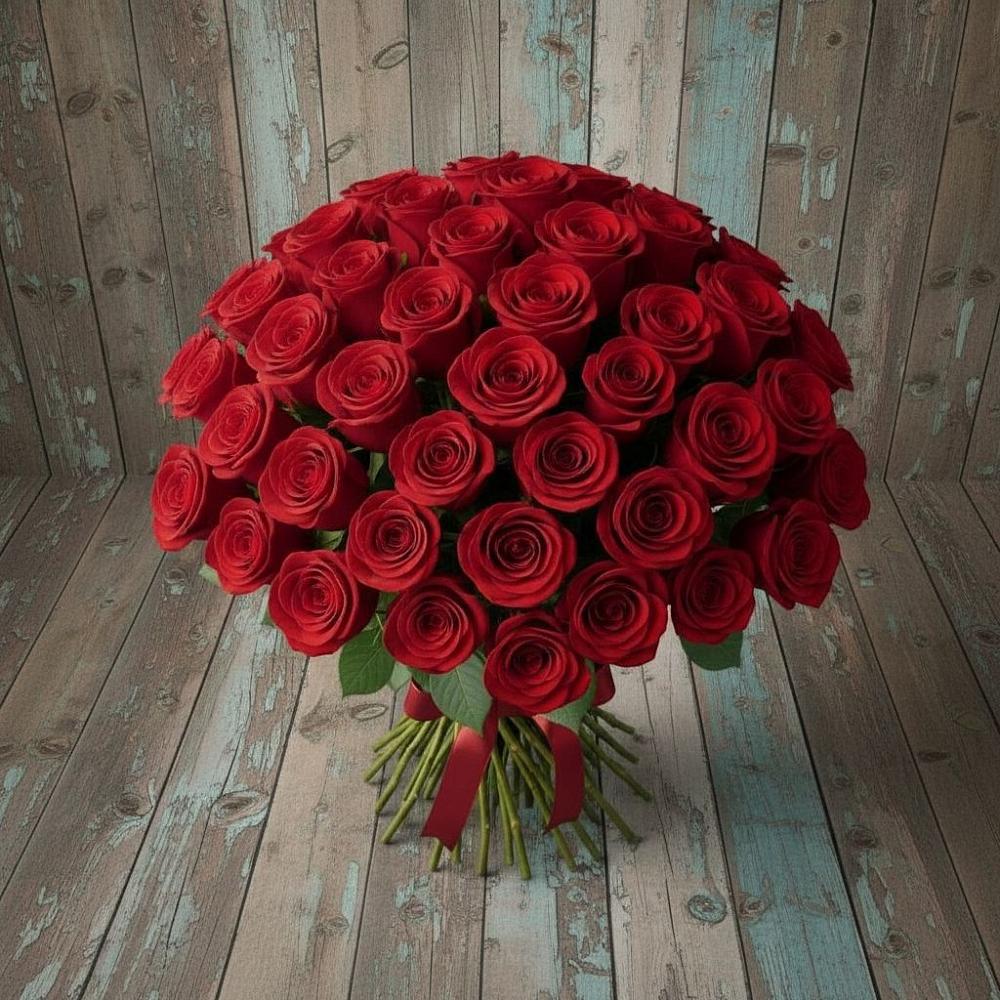 Букет 55 Красных роз Фридом в Новолакском