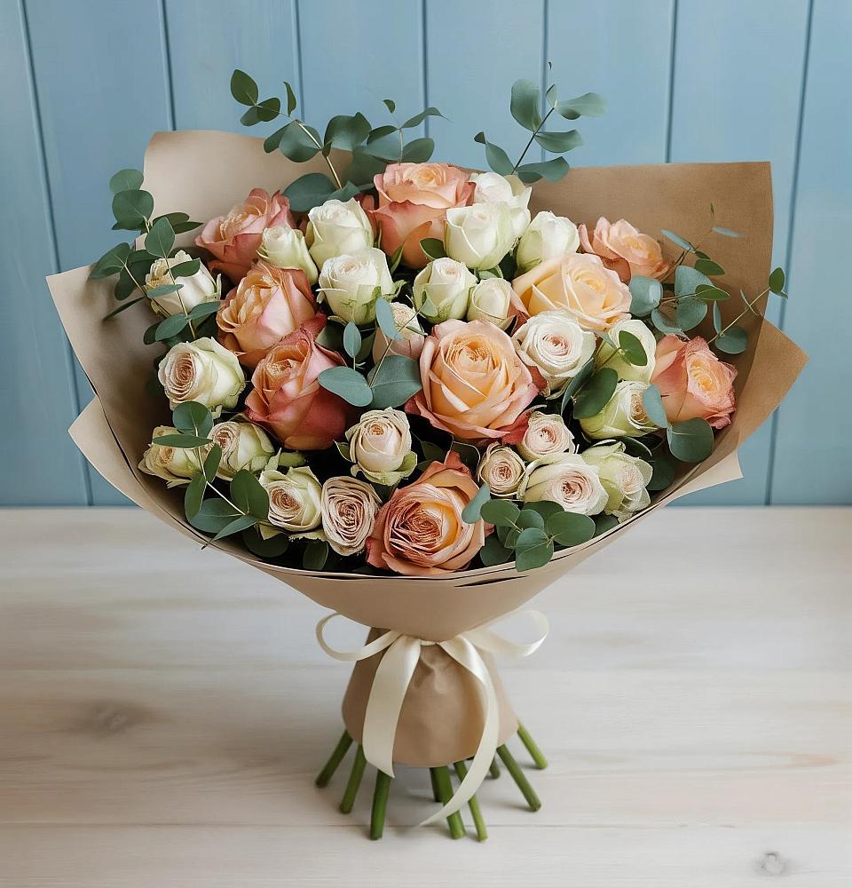 Букет цветов из: Альстромерии и Розы в Новолакском