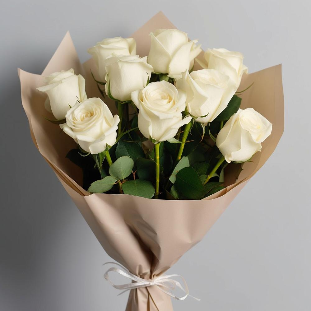 Букет 9 Белых роз Эдлесс Лав в Новолакском