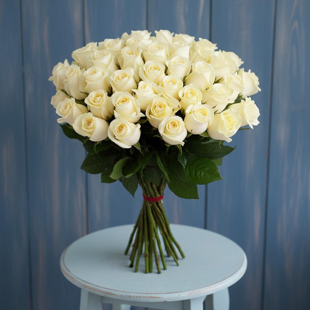 Букет 51 Белая роза Эдлесс Лав в Новолакском