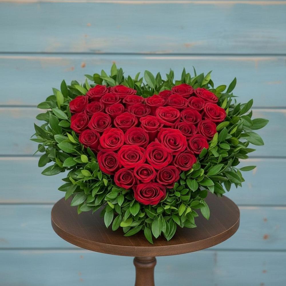 Цветочная композиция из Розы в виде сердца в Новолакском