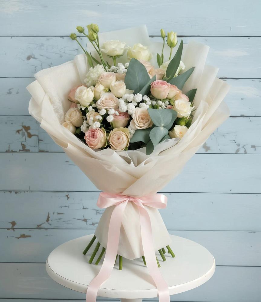 Букет цветов из: Розы и Лизиантусы в Новолакском