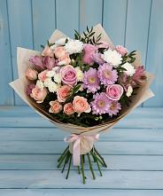 Букет цветов из:  Хризантемы, Розы и Альстромерии в Новолакском