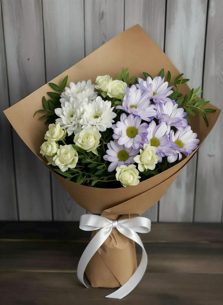 Букет цветов из: Хризантемы и Розы в Новолакском